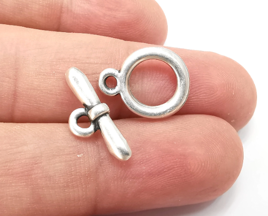 Silver toggle clasps Antique silver plated Toggle clasp findings 17x13mm+20x8mm G28473