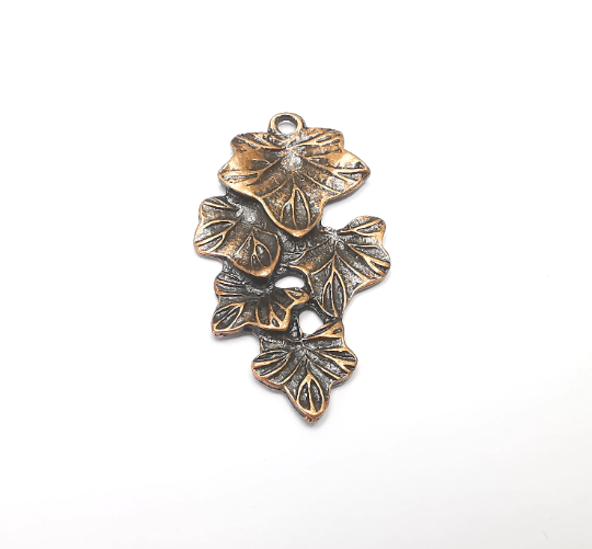 2 Leaf Leaves Charms Antique Copper Plated Charms (50x28mm) G28276