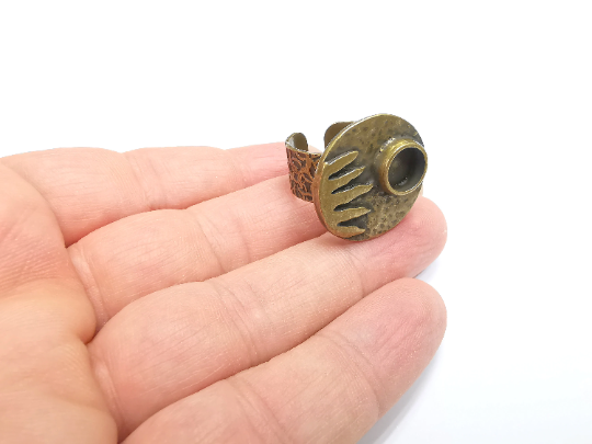 Sun Ring Blank Setting, Cabochon Mounting, Adjustable Resin Ring Base Bezels, Antique Bronze Inlay Ring Mosaic Ring Bezel (8mm) G29593