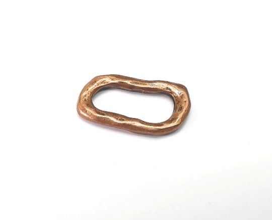 5 Oval Hammered Connector Charms Antique Copper Plated Charms (22x12mm) G28974