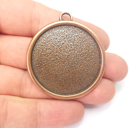 Round Pendant Bezels, Resin Blank, inlay Mountings, Mosaic Frame, Cabochon Bases, Dry Flower Settings, Antique Copper Plated (40mm) G28275