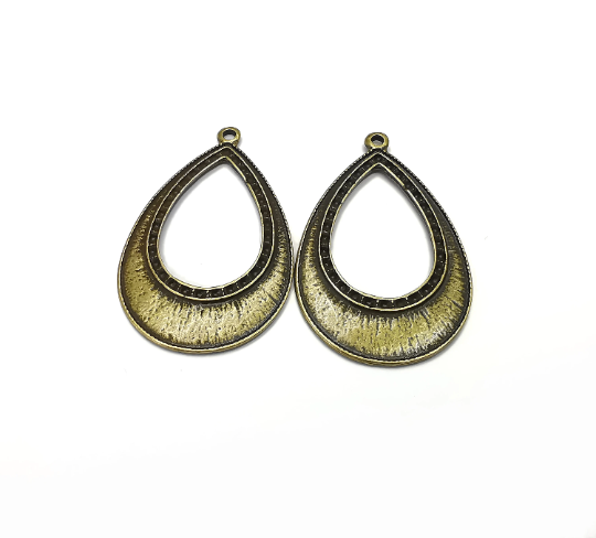 Ethnic Drop Charms Antique Bronze Plated Charms (48x32mm) G28310