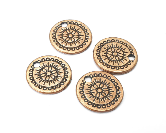 Ethnic Charms Double sided Antique Copper Plated Charms (14mm) G28329