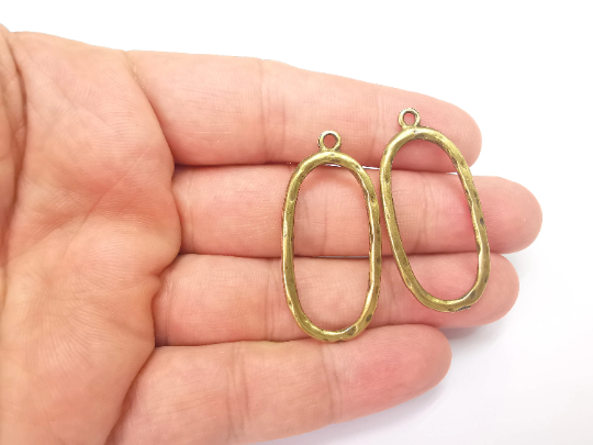 Antique Bronze Oval Circle Charms, Antique Bronze Plated DIY Charms (43x20mm) G28277