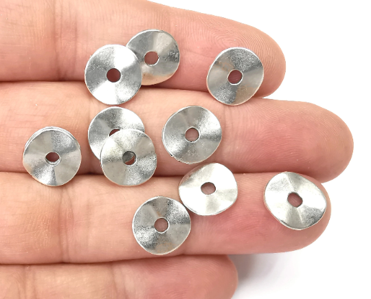 Wavy Disc Findings Antique Silver Plated Round Connector (12mm) G28222
