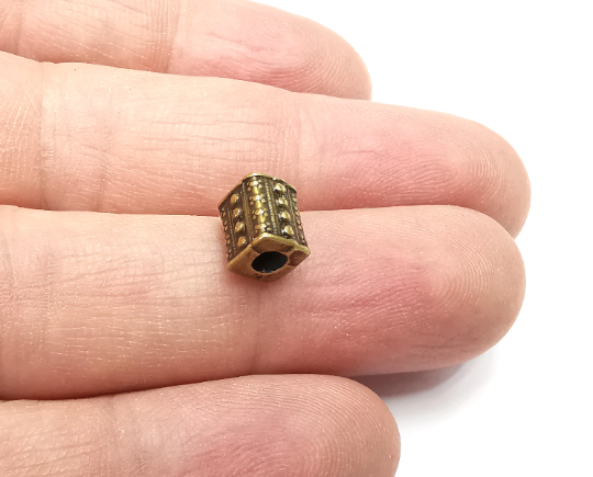 5 Ethnic Cube Beads Antique Bronze Plated (8mm) G29358