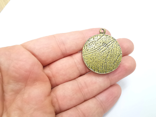 Round Pendant Bezel, Resin Blank, inlay Mounting, Mosaic Pendant Frame, Cabochon Base,Dry Flower Setting, Antique Bronze (30mm) G19344