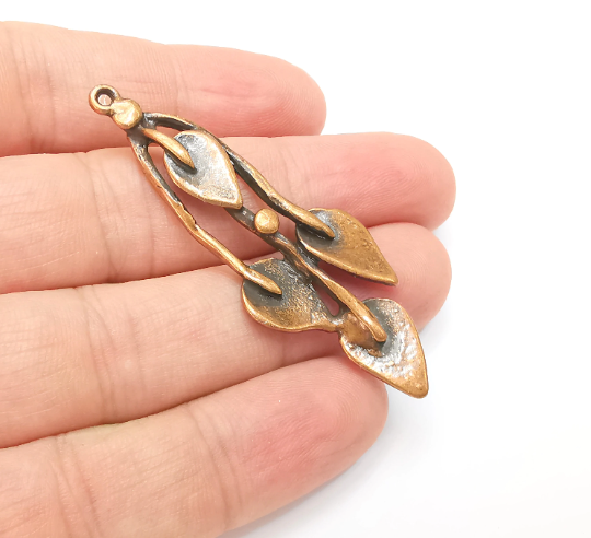 Ivy Charms, Antique Copper Plated Dangle Leaf Charms (60x22mm) G28322