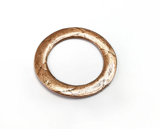 2 Round Charms Connector, Antique Copper Plated Findings (28mm) G29513