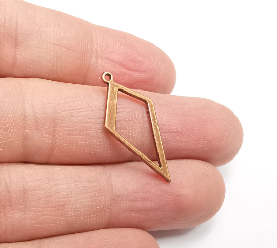 Rhombus Charms Antique Copper Plated Charm, Jewelry Findings, Earring Charms (30x14mm) G29502