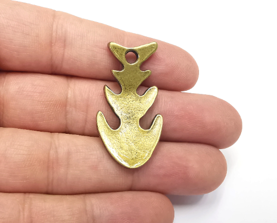 Fish Bone Charms Antique Bronze Plated Charms (40x21mm) G28291