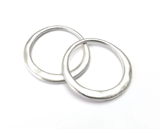 Circle Round Connector Findings Antique Silver Plated Findings (35mm) G28043