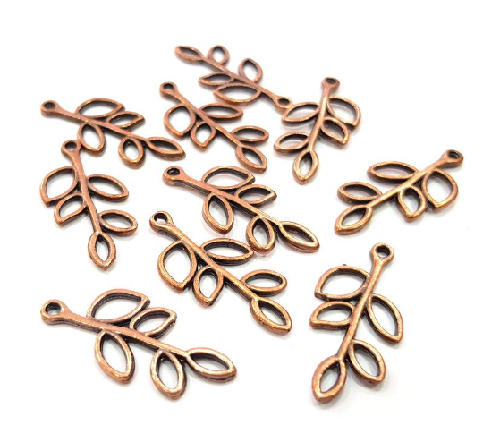 10 Tree branch Charm Antique Copper Charm Antique Copper Plated Metal (32x14mm) G15720