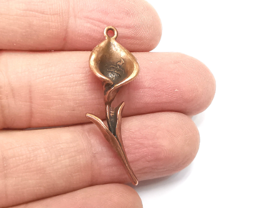 Calla Lily Flower Charms Antique Copper Plated Charm (38x12mm) G29813