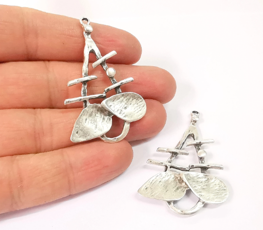 2 Dangle Charms Antique Silver Plated Charms (54x34mm) G24653