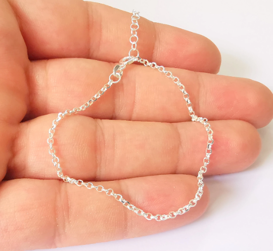 Sterling Silver Finished Bracelet Chain Rolo Chain Bangle Chain 925 Solid Silver Ready ball chain (17cm-6,6inch) G30033