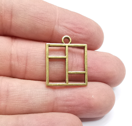 4 Geometric Charms Antique Bronze Plated Charms (22x18mm) G29338