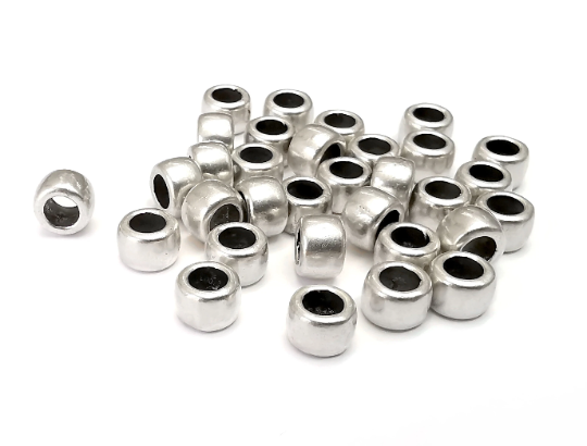 Cylinder Silver Round Beads Antique Silver Plated Beads (6mm) G28072