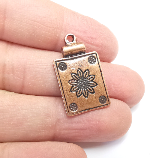 Flowers Charms, Sun flower Charms, Daisy Charms, Antique Copper Plated Plants Charms (28x17mm) G29802