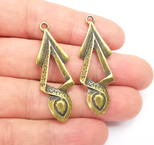 Antique Bronze Unique Charms, Antique Bronze Plated Dangle Charms (48x16mm) G28210