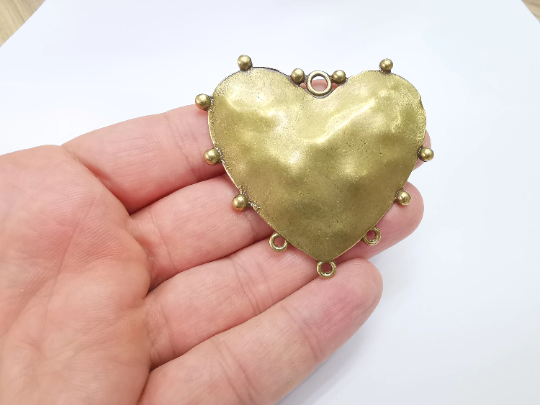 Heart Pendant Connector Antique Bronze Plated Pendant (63x58mm) G29520