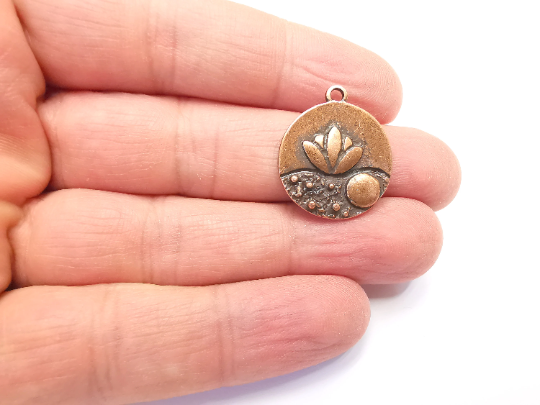 Lotus Flower Charms Pendant Antique Copper Plated Charms (25x21mm) G28005