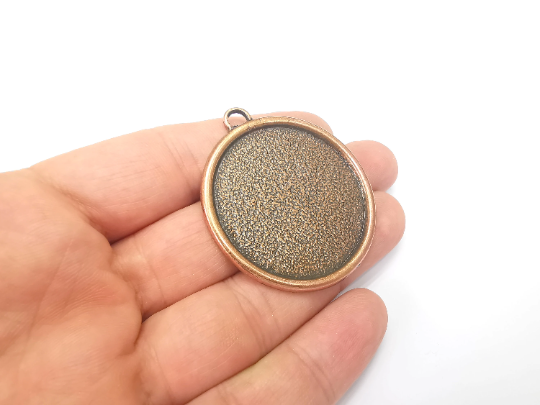 Round Pendant Bezels, Resin Blank, inlay Mountings, Mosaic Frame, Cabochon Bases, Dry Flower Settings, Antique Copper Plated (40mm) G28275