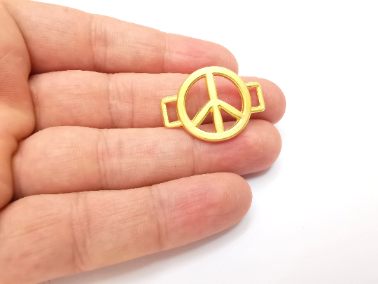 Peace Charms, Gold Plated Connector (31x22mm) G28319