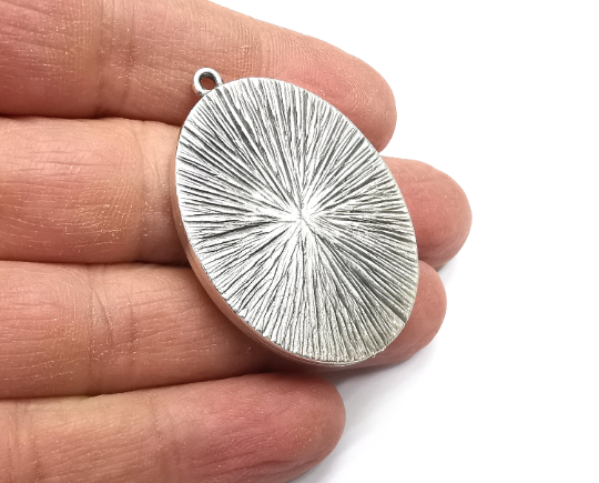 Oval Pendant Blanks, Resin Bezel Bases, Mosaic Mountings, Dry flower Frame, Polymer Clay base, Antique Silver Plated (40x30mm) G33105