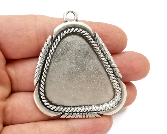 Ethnic Frame Pendant Blank Antique silver plated (40x40mm Blank Size) G28251