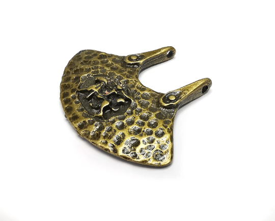 Cavalry Rider Connector Charms, Antique Bronze Plated Hammered Pendant (43x34mm) G29820