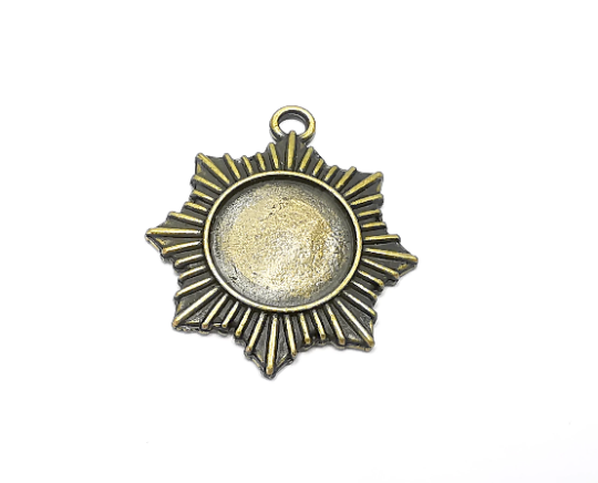 North Star Frame Pendant Blank Antique Bronze Plated (16mm Blank Size) G28294