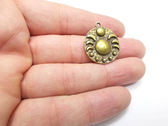 Crescent Moon Charms, Phase of the moon, Antique Bronze Plated Charms (29x25mm) G29377