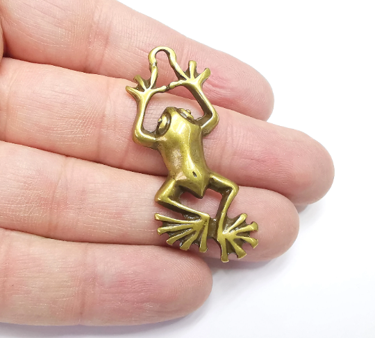 Frog Charms, Dangle Earring, DIY Charms, Antique Bronze Plated Pendant (50x20mm) G29398