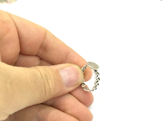 Adjustable Ring Blank, (10mm blank ) Antique Silver Plated Brass G4947