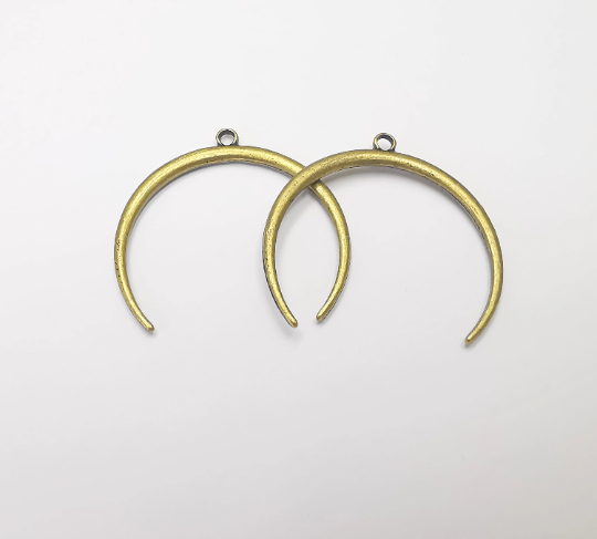 Crescent Moon Charms, Double Sided, Antique Bronze Plated, DIY charms (38mm) G28286