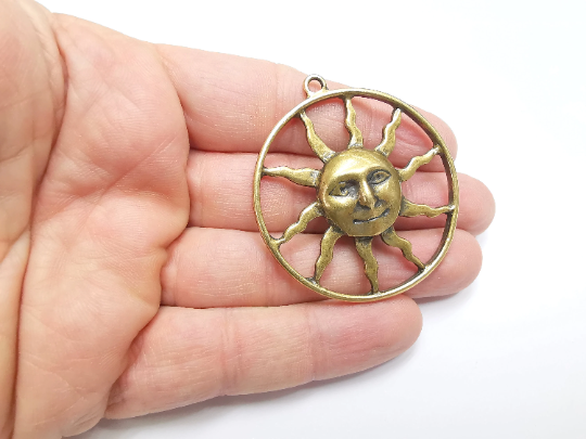 Sun Charms Pendant Antique Bronze Plated Charms (53x48mm) G29500