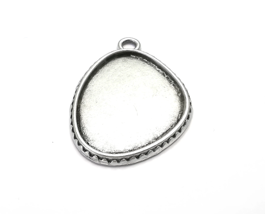 Ethnic Frame Pendant Blank Antique silver plated (38x29mm Blank Size) G28243