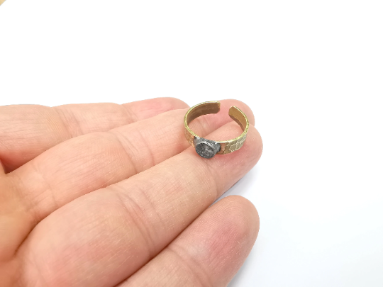 Raw Brass Ring Blank Settings, Cabochon Base, Mountings Adjustable (6mm blank ) G29571