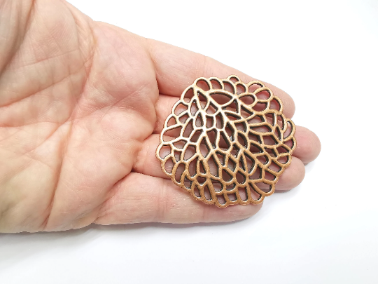 Copper Filigree Pendant Antique Copper Plated Findings (66x62mm) G29374