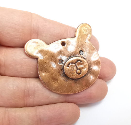 Bear Charms Pendants, Antique Copper Plated Charms (46x41mm) G29806