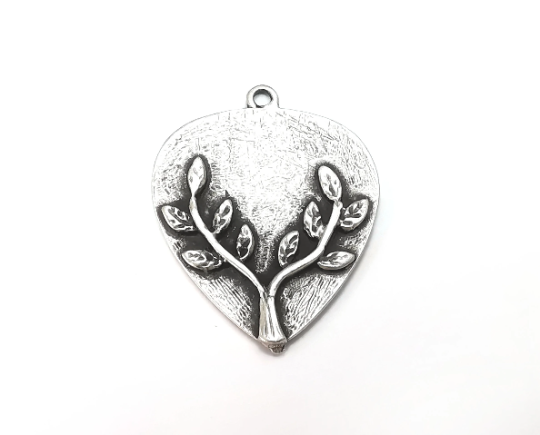 Branch Leaf Charms Antique Silver Plated (35x29mm) G28475