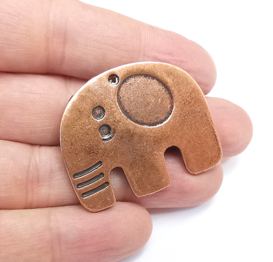 Elephant Charms Pendants, Antique Copper Plated Charms (42x34mm) G29801