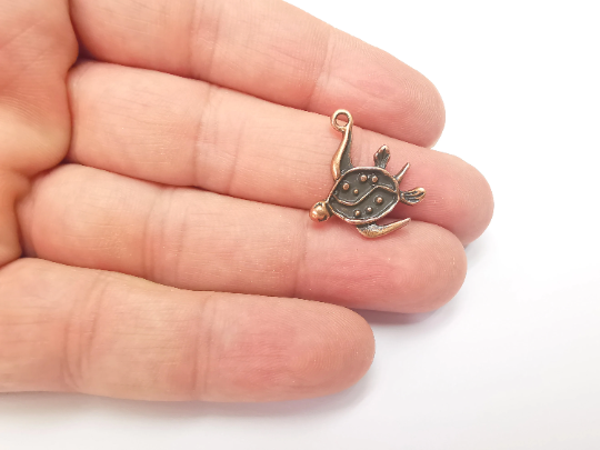 Sea Turtle Charms Antique Copper Plated Nautical Charms, Earring Dangle Components (23x20mm) G28273