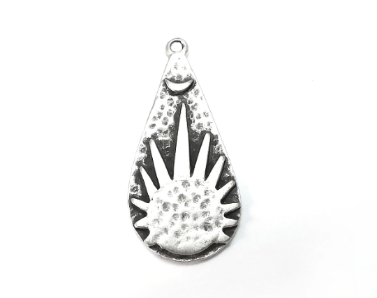 Sunlight Crescent Charms Antique Silver Plated Drop Charms (42x19mm) G28441