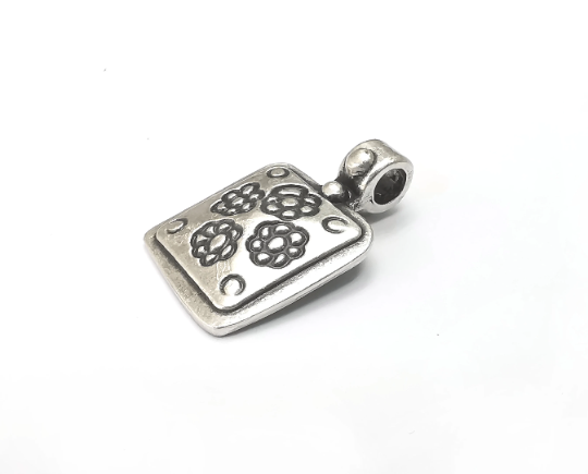 Flower Charms Antique Silver Plated Charms (26x17mm) G28707