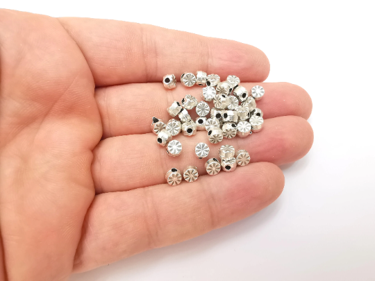 Antique Silver Beads, Antique Silver Plated Findings (5mm) G28744
