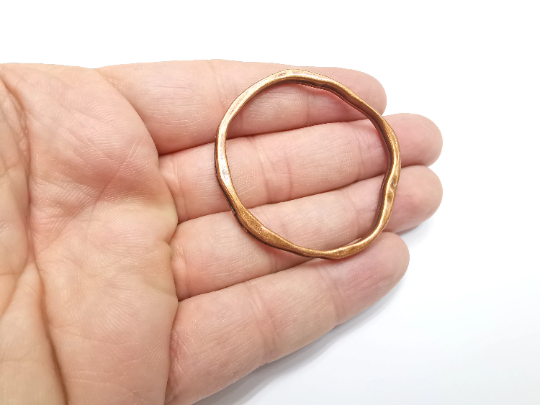 Copper Circle Connector Antique Copper Plated Organic Shape Circle (48mm) G29336