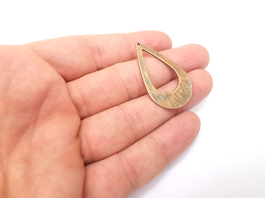 Brushed Drop Charms Antique Copper Plated Teardrop Charms (40x24mm) G28932
