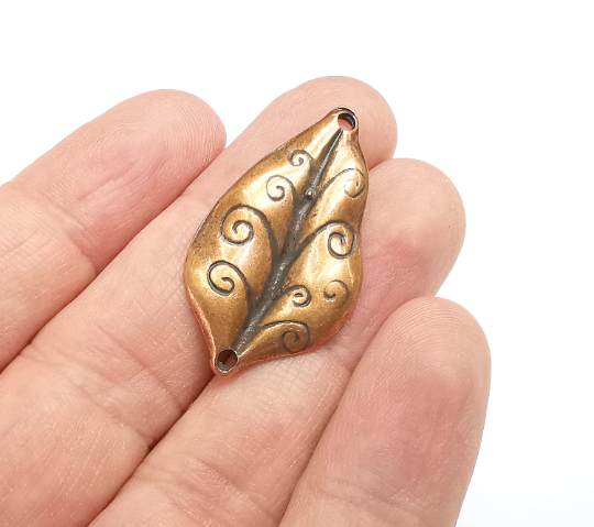 Copper Leaf Charms Antique Copper Plated Charms (36x21mm) G29547